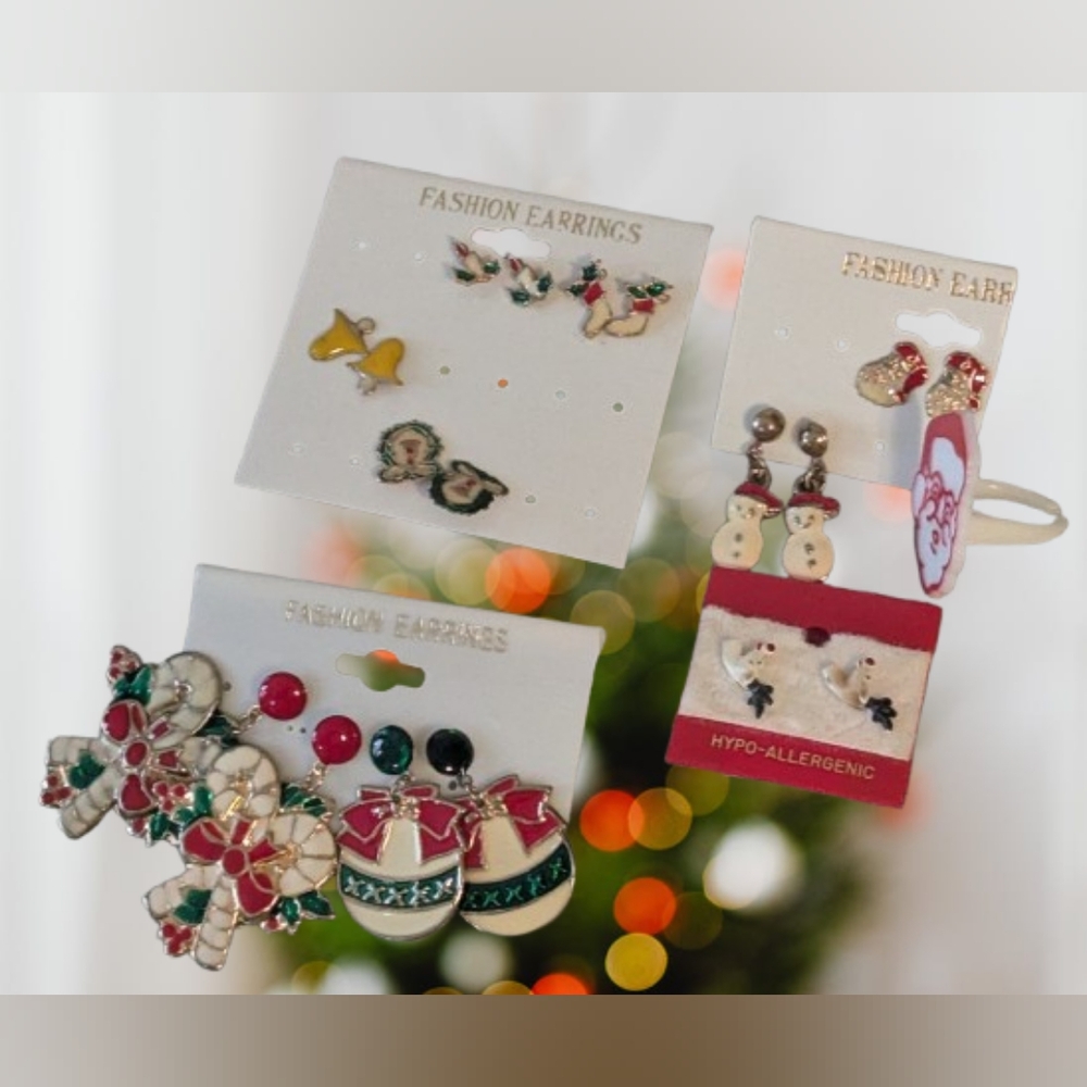 Vintage 1980s New Huge Lot Festive Earrings Set Multicolor